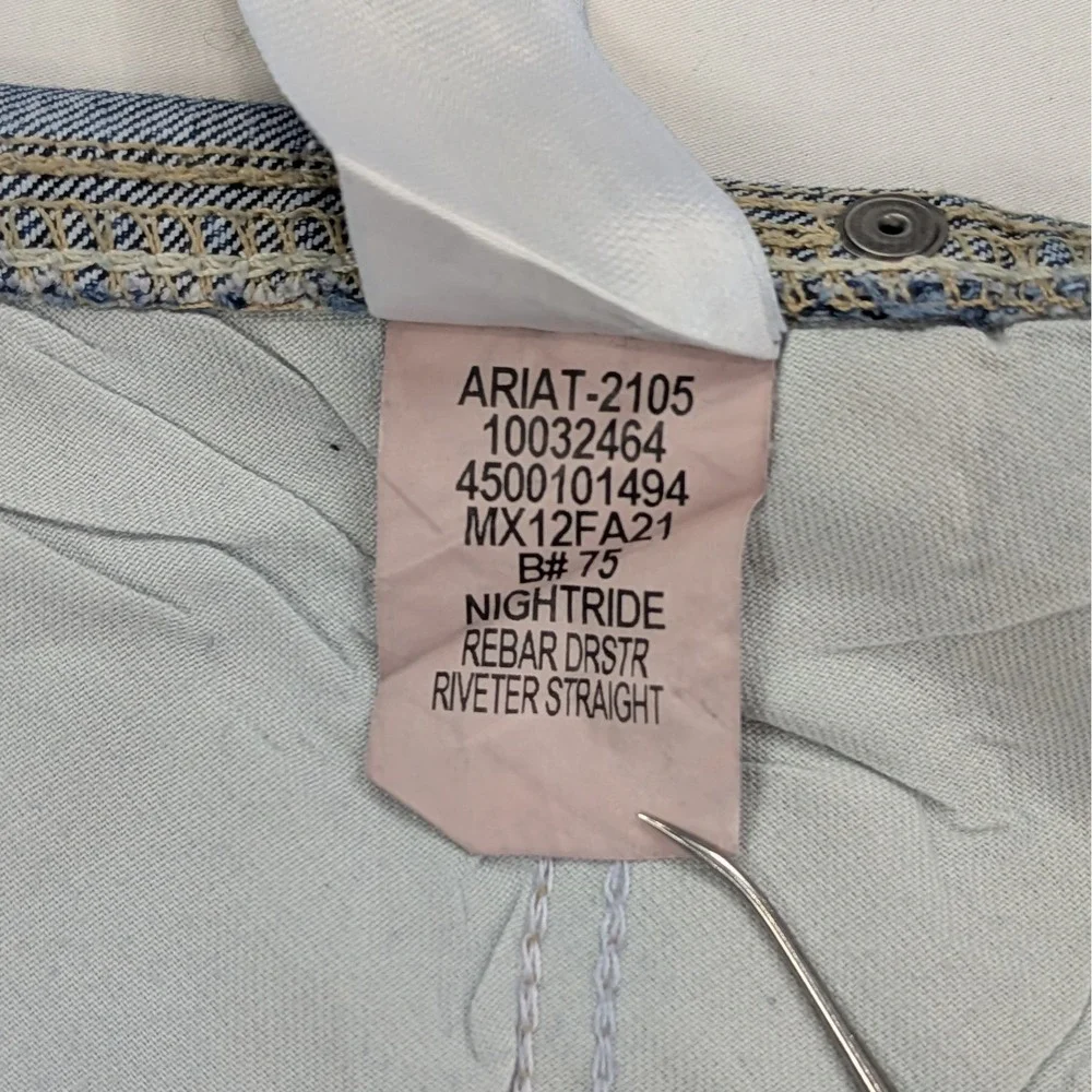 Ariat Rebar Riveter Straight Jeans 31L Mid Rise Nightride Work Denim 34
